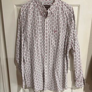 Ariat Men's Casual Red and White Patterned Shirt